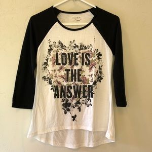 Joe Boxer 3/4 Sleeve Baseball Style Top, Small A20